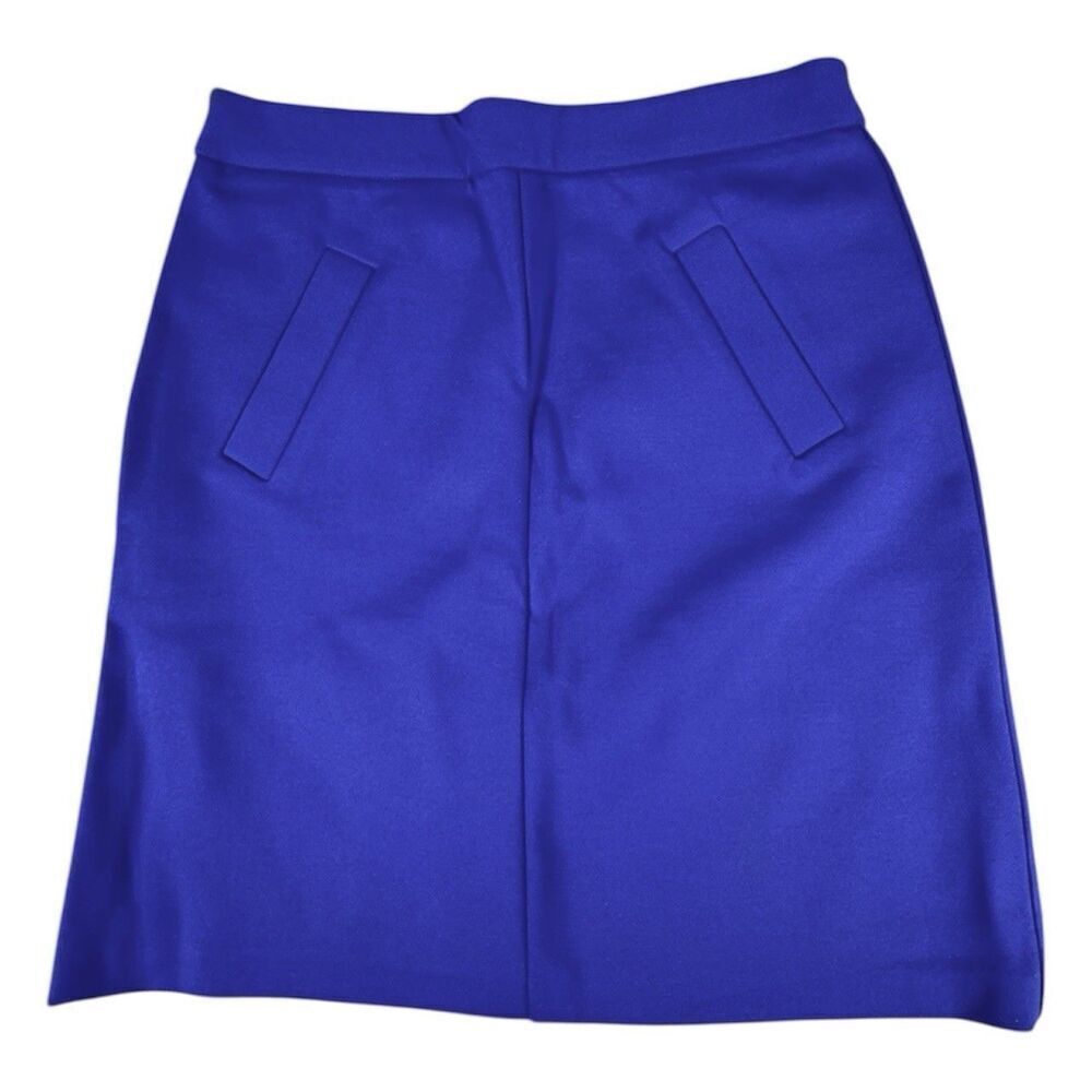 Mario Serrani Sz 6 A-Line Skirt Size 6 Blue Front Faux Pocket Zip Rayon Blend